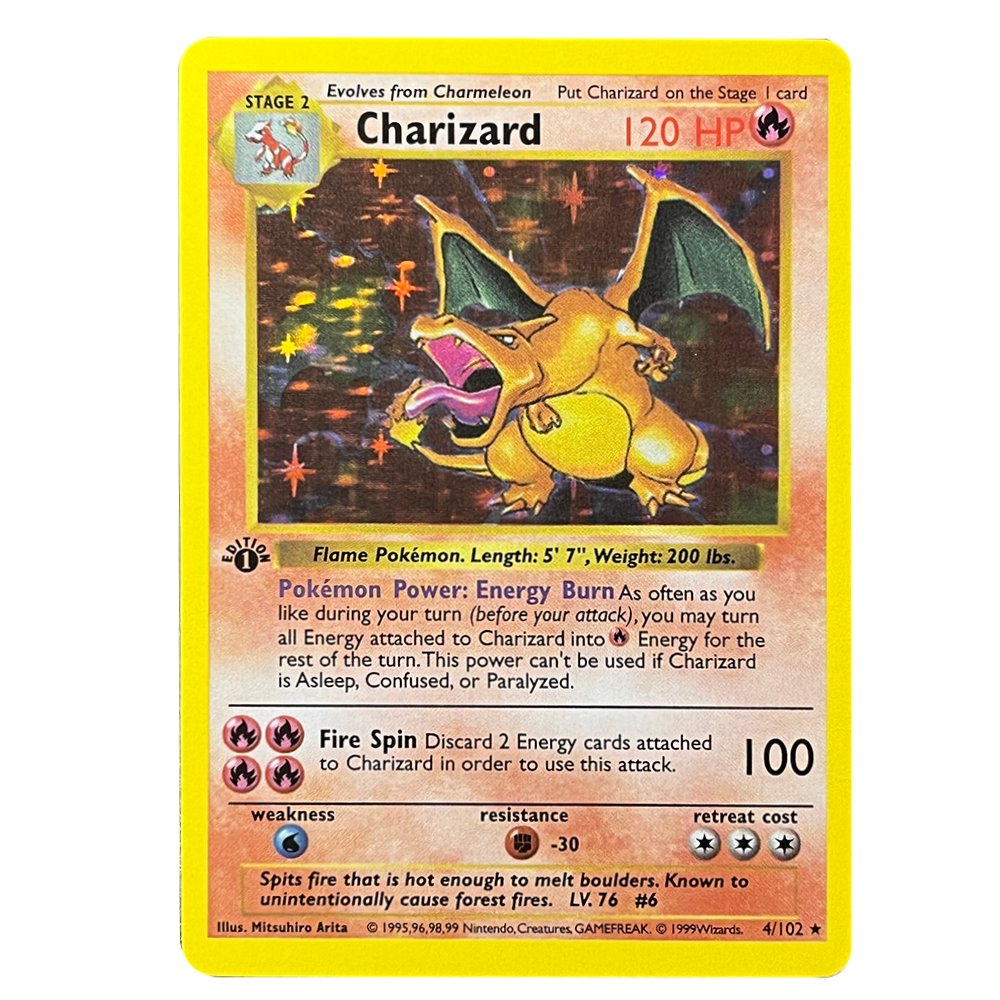 Charizard-·-Base-Set-BS-4.jpg Charizard Base Set 4/102 Foil Pokemon Proxy Cards - Image 1