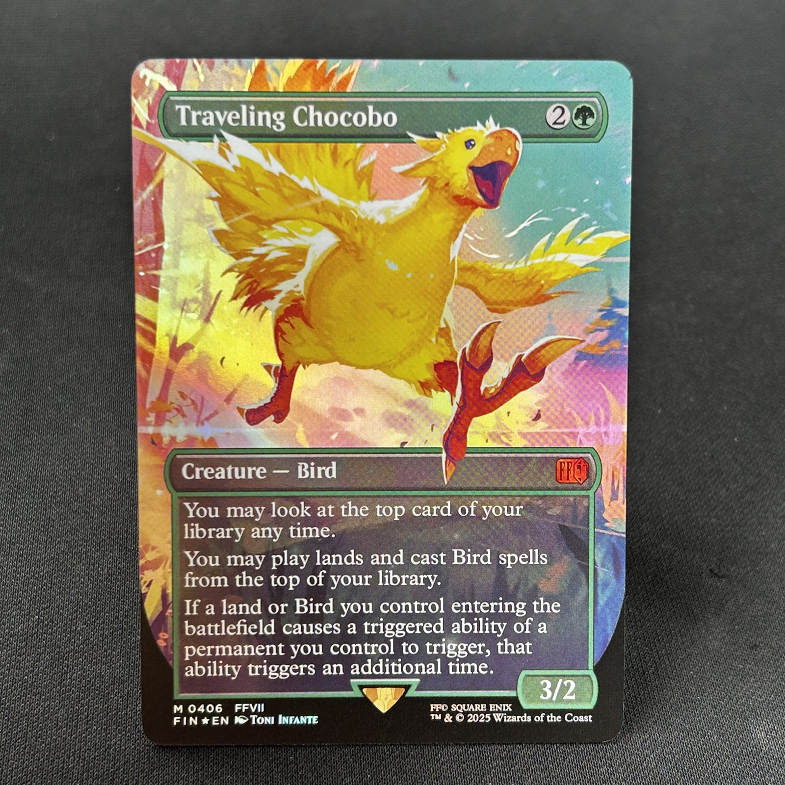 IMG_4483-scaled-1.jpg Traveling Chocobo Final Fantasy #406 Foil MTG Proxy Cards - Image 1