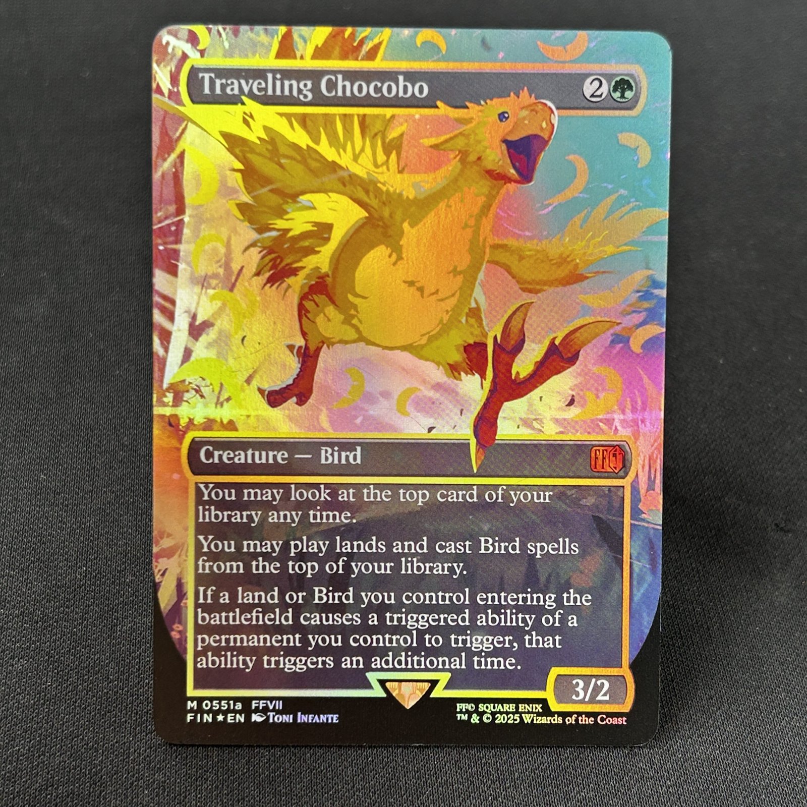 IMG_4485-scaled-1.jpg Traveling Chocobo Final Fantasy #551a Foil MTG Proxy Cards - Image 1