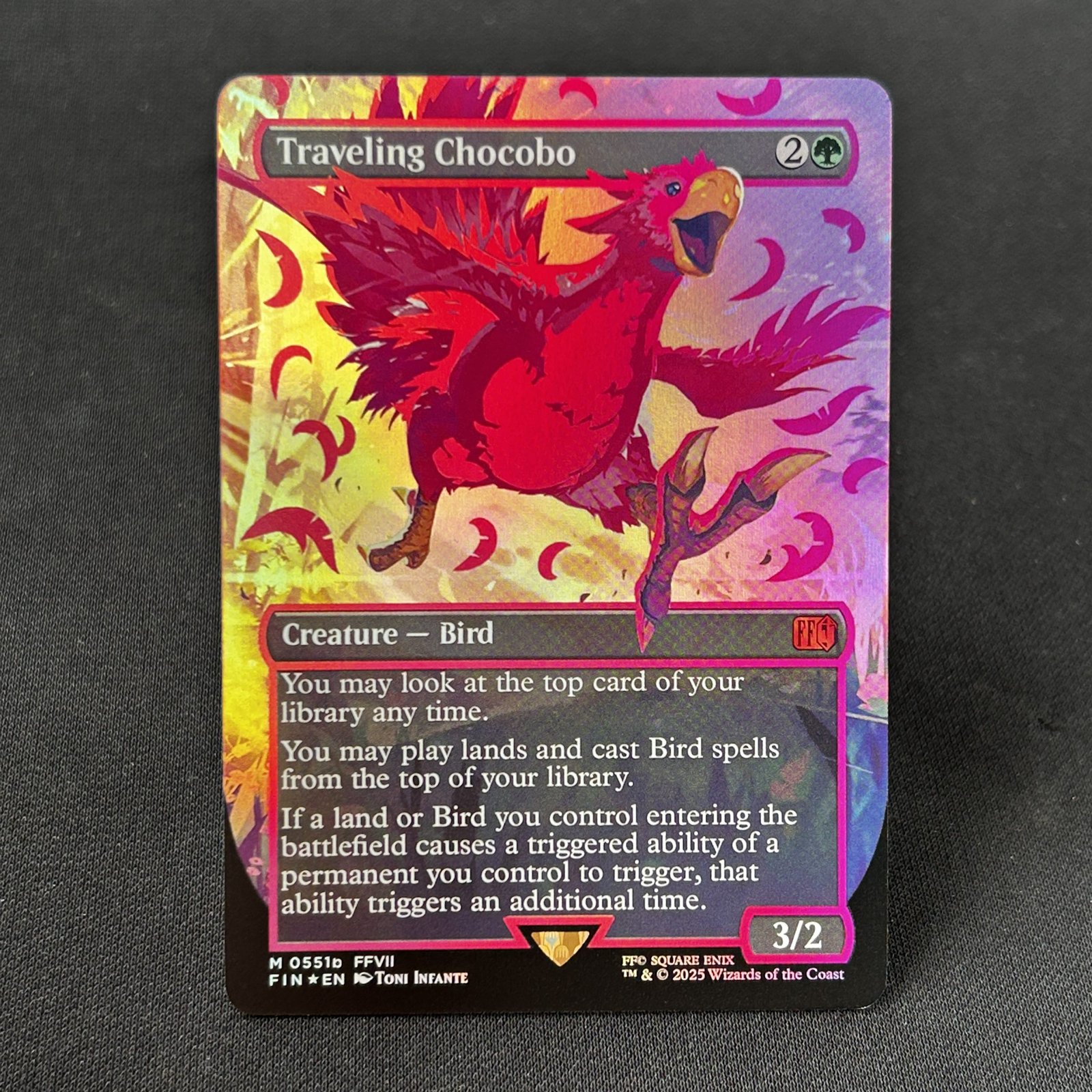 IMG_4494-scaled-1.jpg Traveling Chocobo Final Fantasy #551b Foil MTG Proxy Cards - Image 1