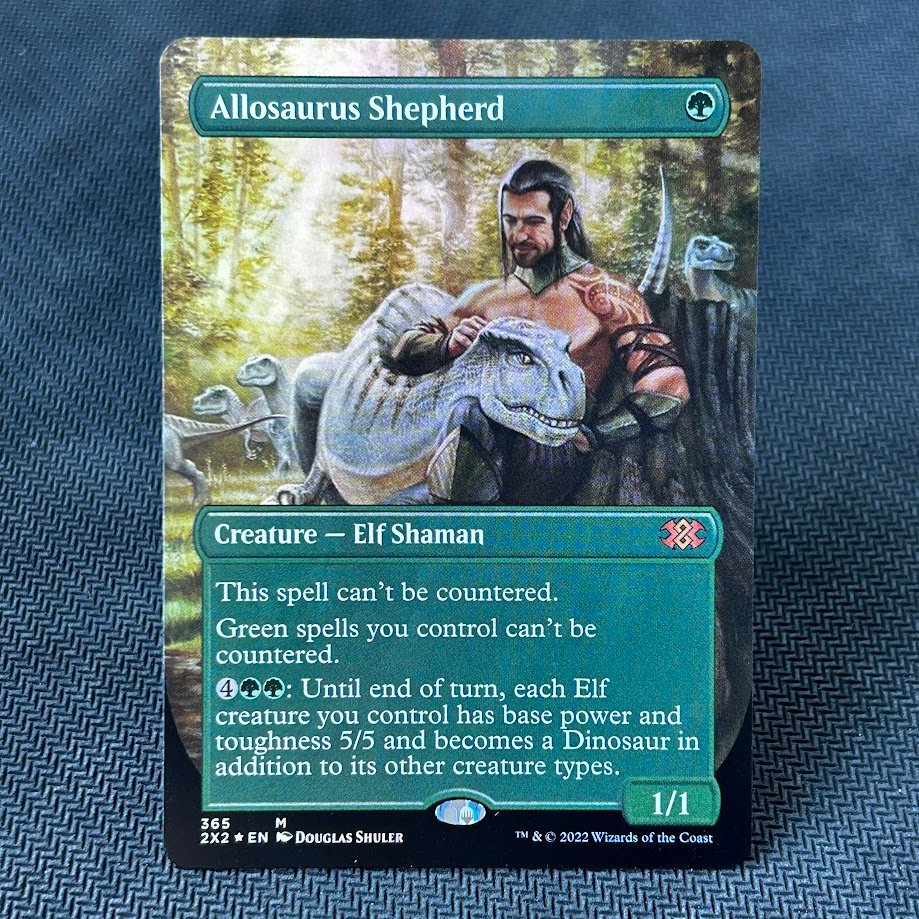 IMG_6552.jpg Allosaurus Shepherd 2x2 Borderless Foil MTG Proxy Cards - Image 1